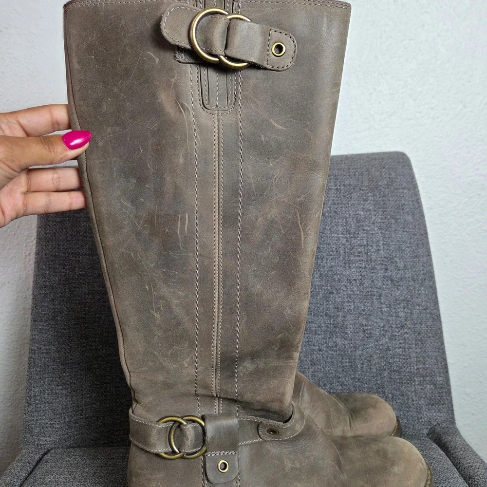 Clarks Orinoco Step Leather Riding Boots Women's 7.5M Brown Taupe